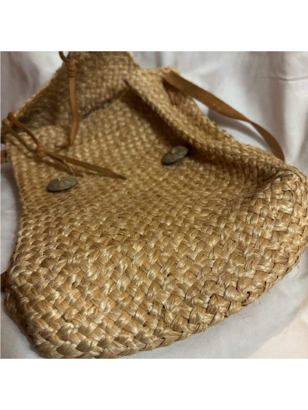 Esprit Natural Straw Crossbody Bag with Tan Leather Trim - Picture 2 of 6